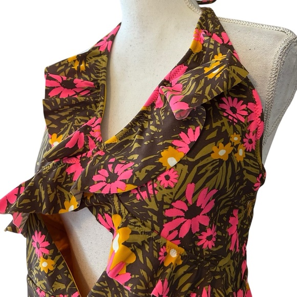 Aerie One Piece Full Coverage Cut Out Halter Swimsuit SZ XL in Multicolor Floral - Picture 3 of 8